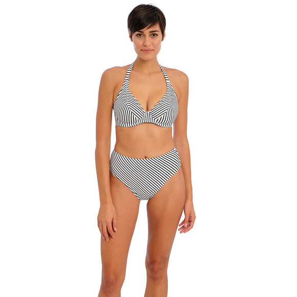 Freya Jewel Cove High Waist/Leg Bikini Brief - Black Stripe