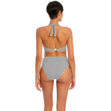 Freya Jewel Cove Banded Halter Bikini Top - Black Stripe