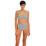 Freya Jewel Cove Banded Halter Bikini Top - Black Stripe