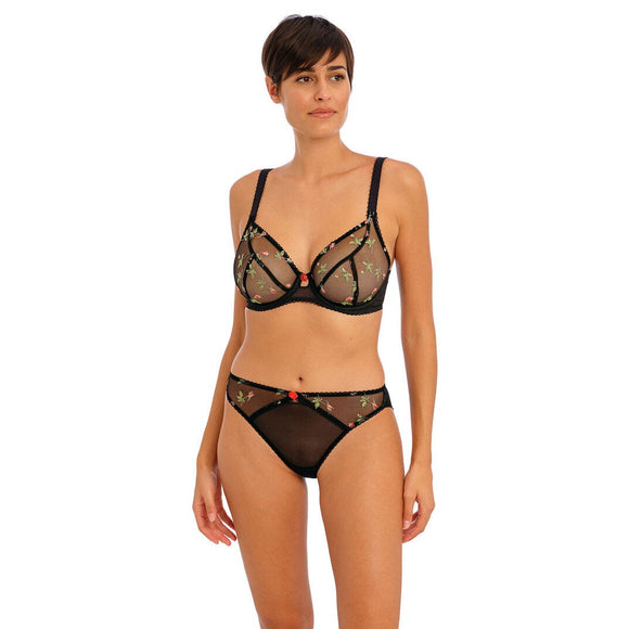 Freya Rose Blossom Brief, Thong & Brazilian - Black