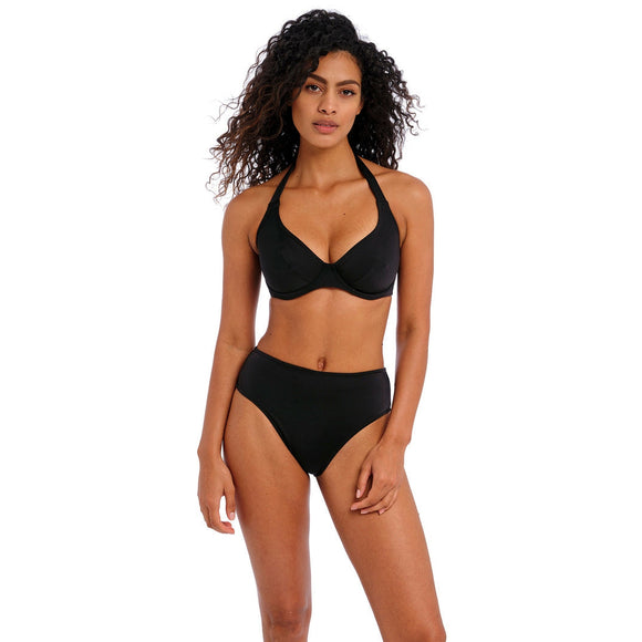 Freya Jewel Cove Banded Halter Bikini Top - Plain Black